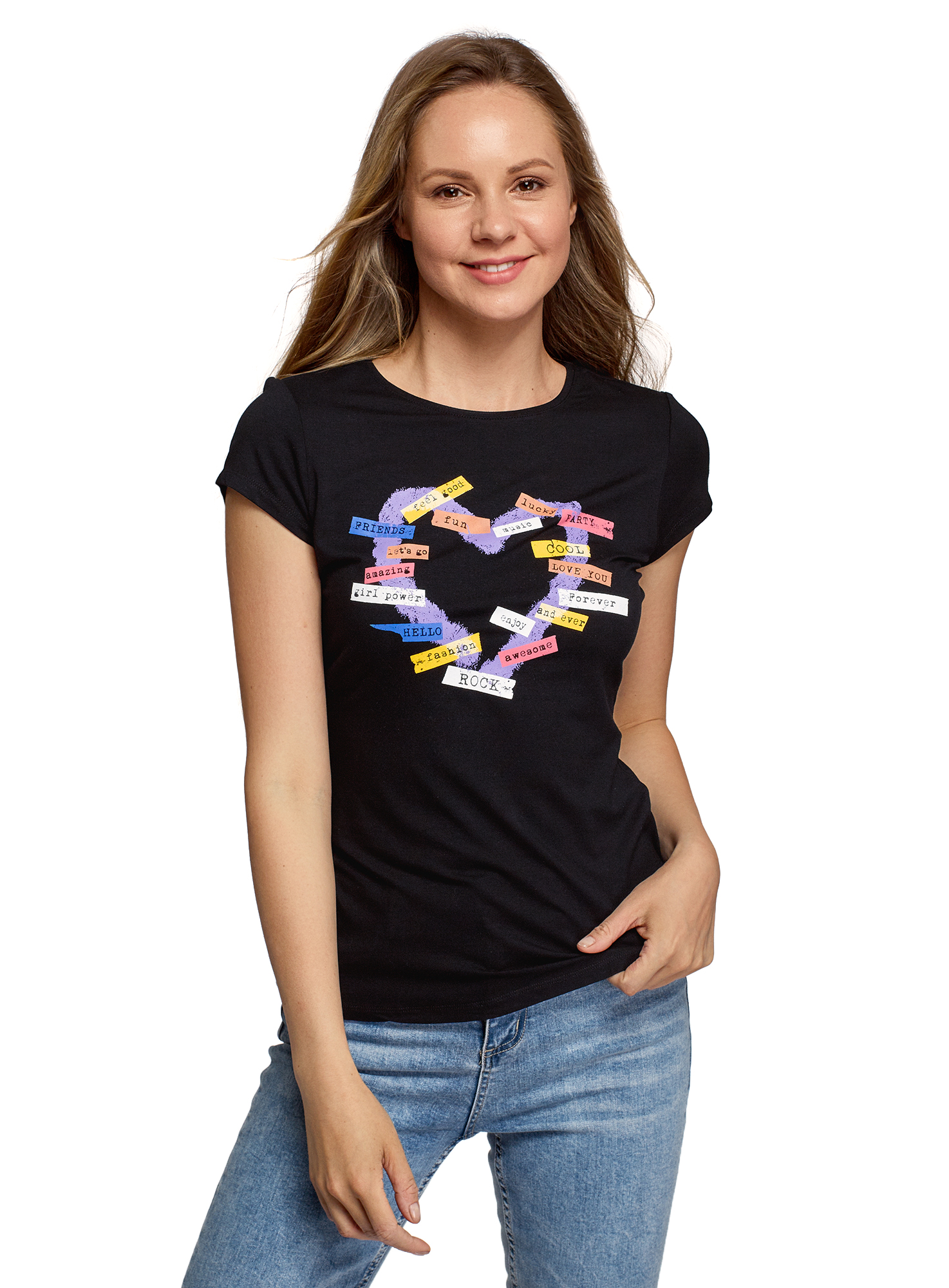 

Футболка женская oodji 14711011-1 черная L, 14711011-1