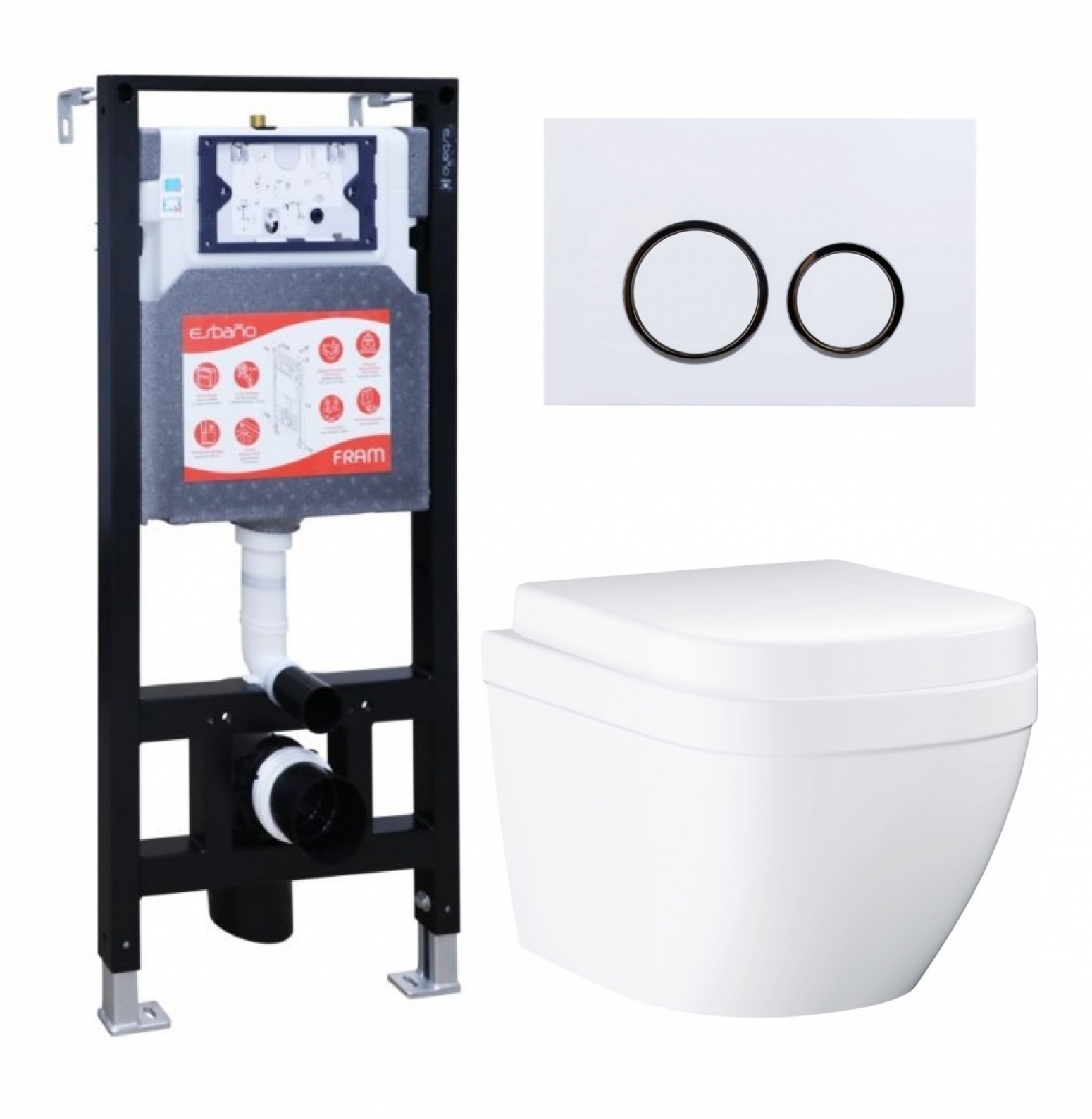 

Комплект инсталляция ESBANO FRAM + Унитаз Grohe Euro Ceramic + кнопка белая глянец