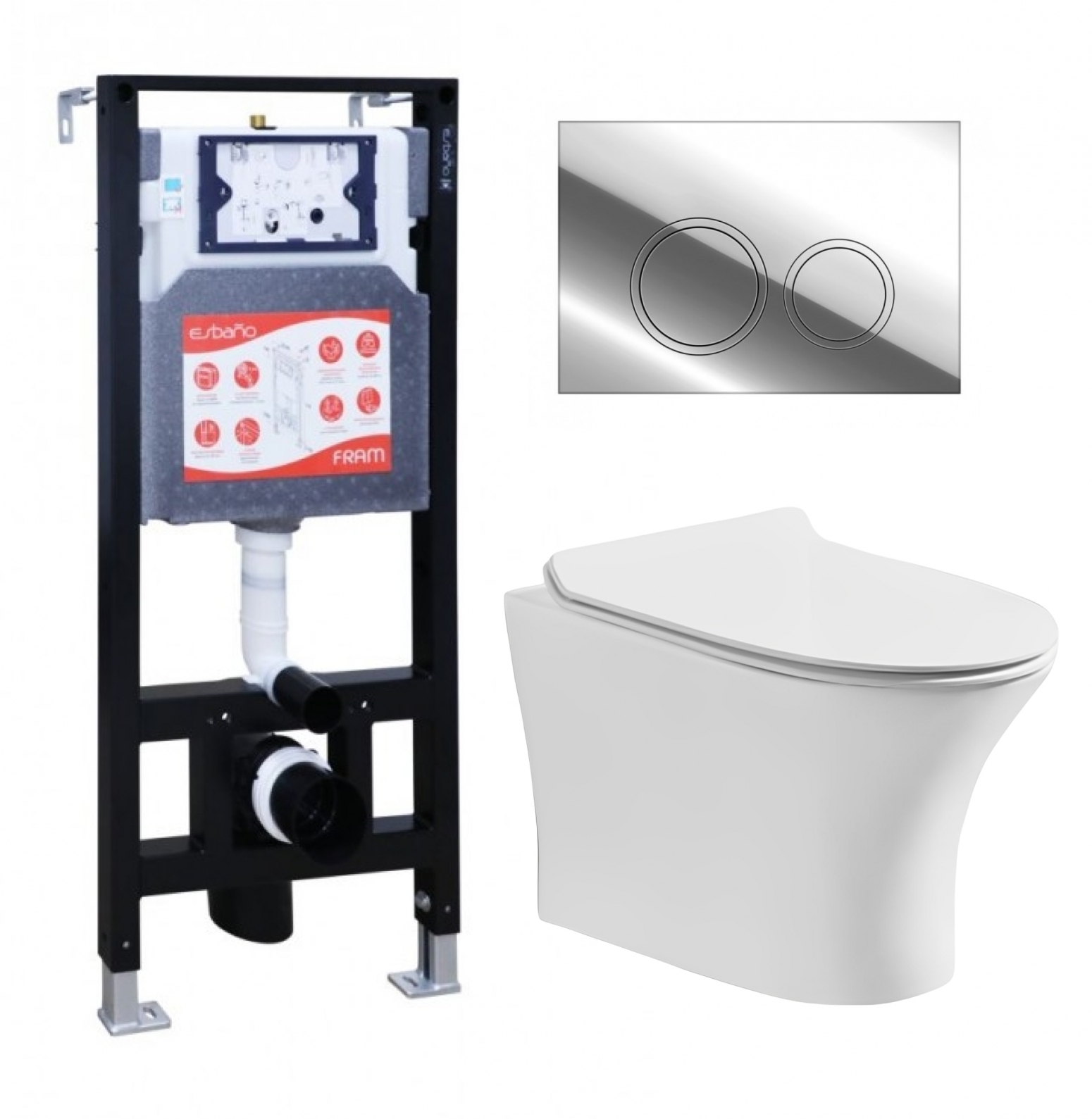 

Комплект инсталляция ESBANO FRAM + унитаз Cerutti Bernina aria + кнопка хром глянец