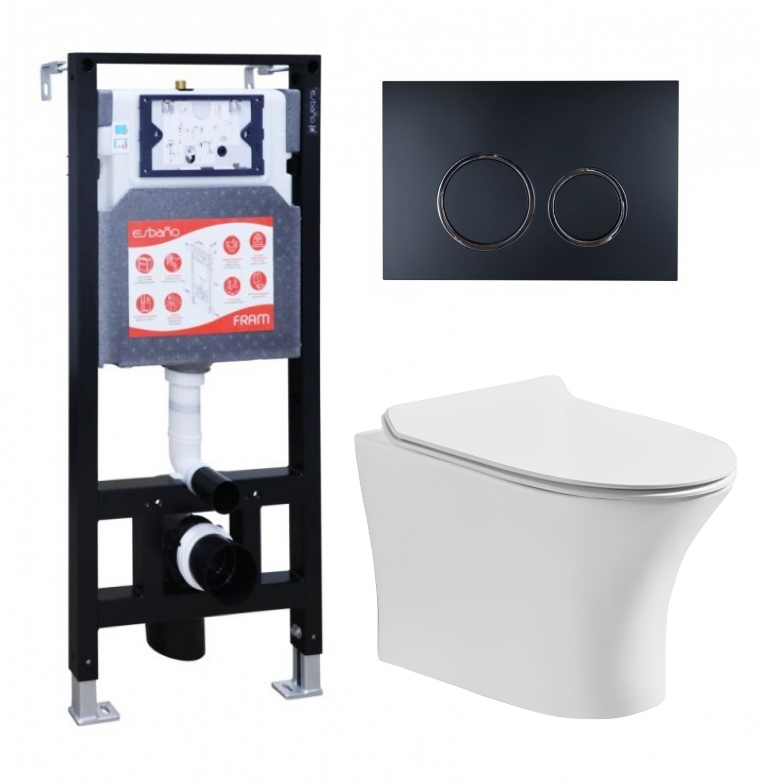 

Комплект инсталляция ESBANO FRAM + унитаз Cerutti Bernina aria + кнопка черная матовая