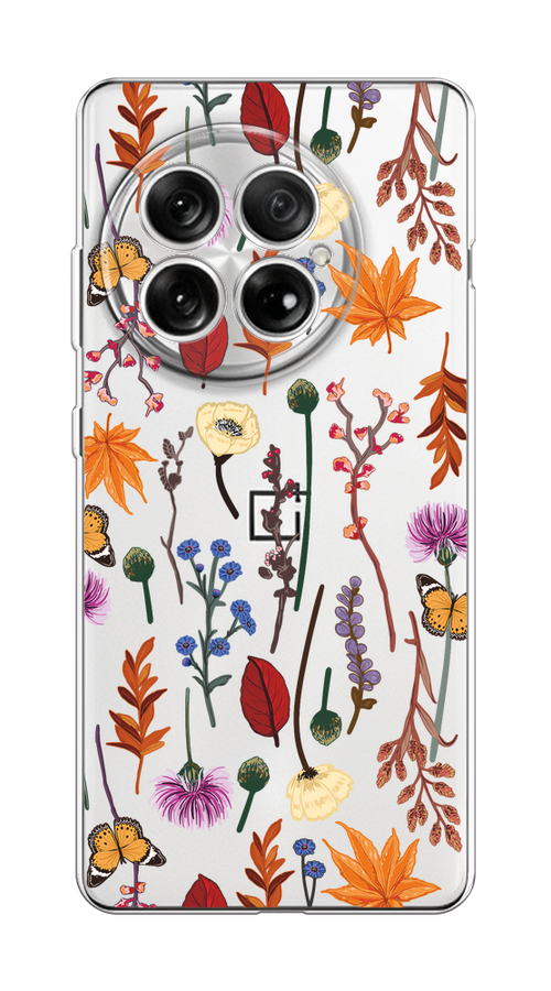 

Чехол на OnePlus 13 "Orange Purple flowers", Оранжевый;красный;розовый;желтый;прозрачный, 155350-1
