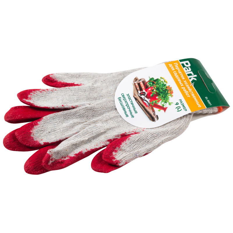 Перчатки хозяйственные PARK EL-S001, хлопок+латекс (001060) хозяйственные зимние перчатки tegera
