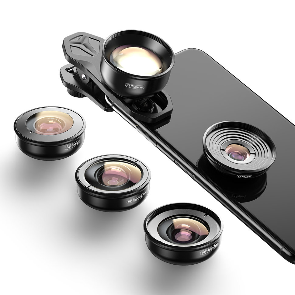 фото Комплект объективов apexel 5-in-1 hb5 для смартфонов