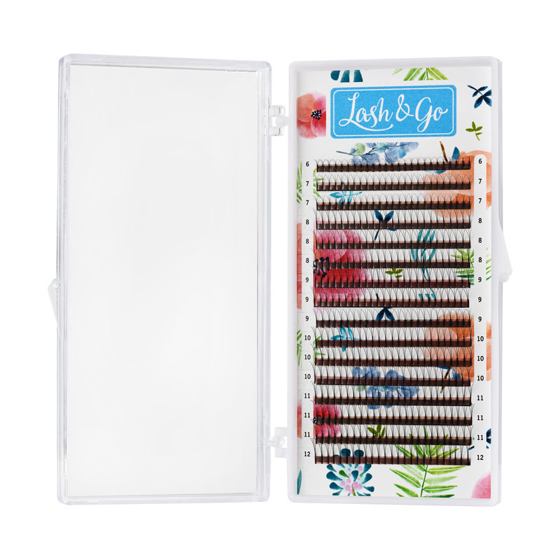 

Готовые пучки Lash&Go 3D черные, C 0,10 6-12 mm, 16 линий, Черный, LL621428