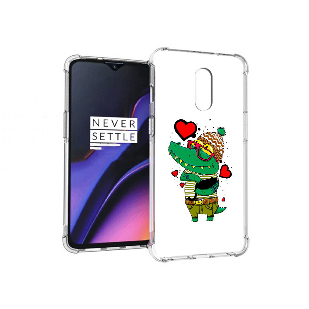 

Чехол MyPads Tocco для OnePlus 7 Влюбленный крокодил (PT227043.140.48), Прозрачный, Tocco