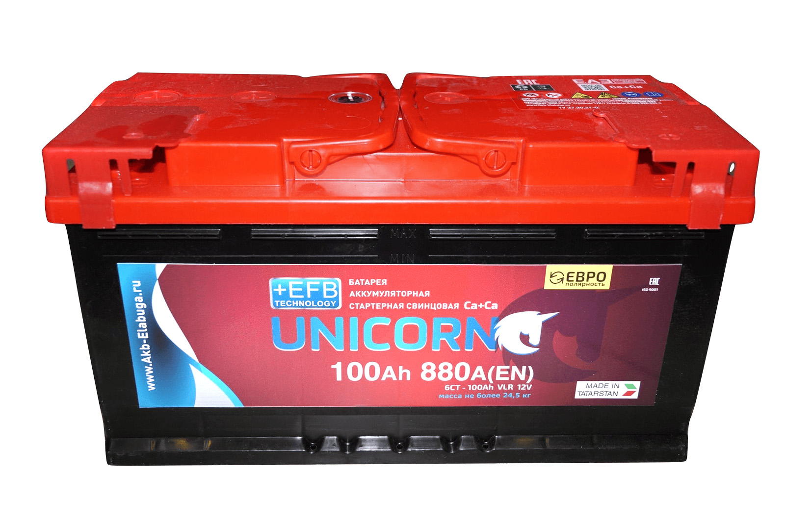 Аккумуляторная батарея UNICORN Red EFB 6СТ100 обратный