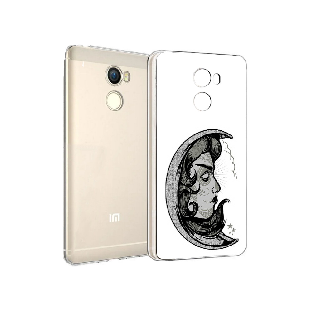 

Чехол MyPads Tocco для Xiaomi Redmi 4 черно белая луна с лицом (PT47306.287.680), Прозрачный, Tocco