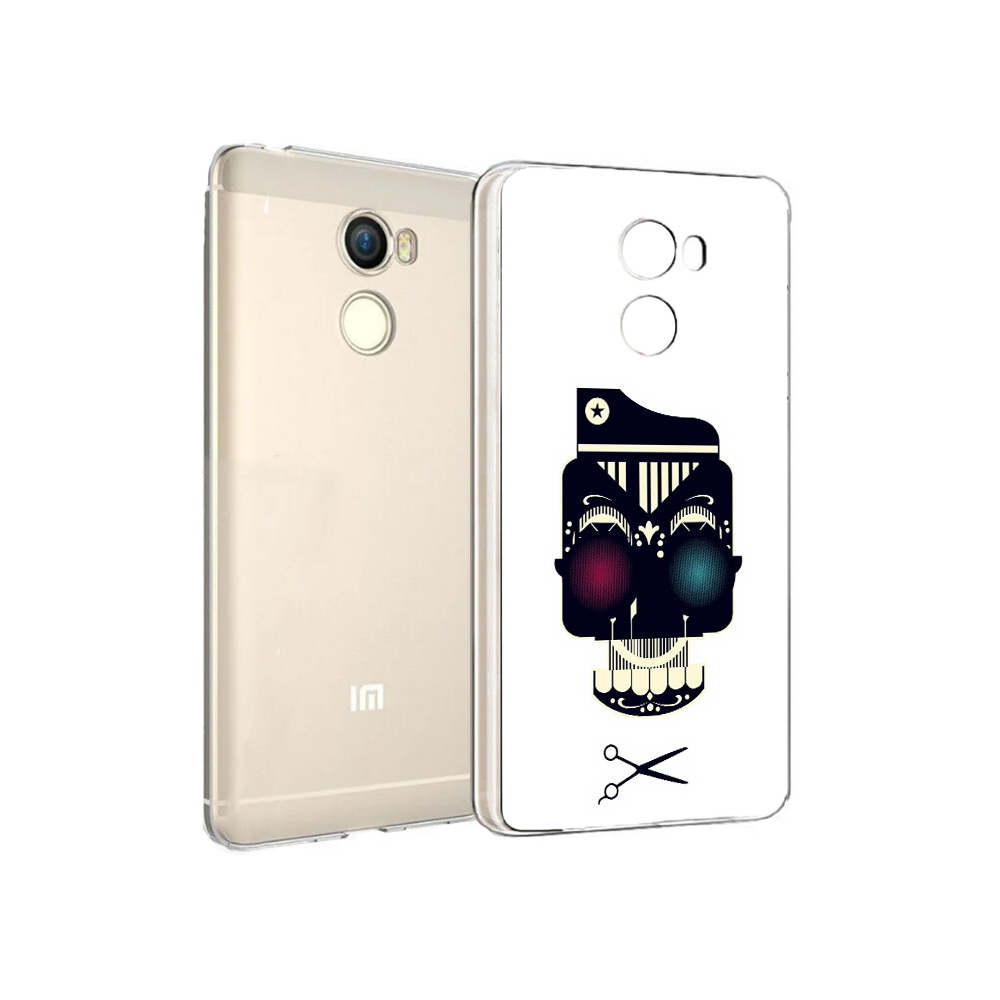 

Чехол MyPads Tocco для Xiaomi Redmi 4 черно белый скелет с яркими глазами, Прозрачный, Tocco