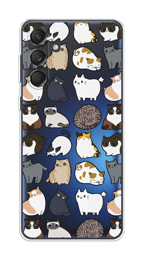 

Чехол на Samsung Galaxy M55 "Милые котики", Прозрачный;белый;серый, 2109650-1