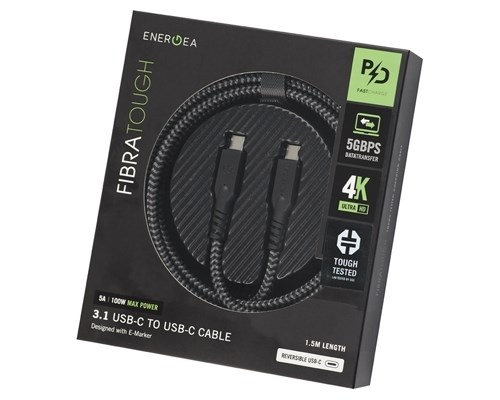 кабель EnergEA FibraTough 3.1 USB-C to USB-C Cable 1,5 м Black