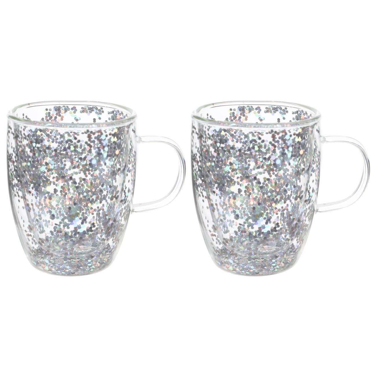 

Кружка, 290 мл, 2 шт, стекло Б, с серебристыми блестками, Air sparkly