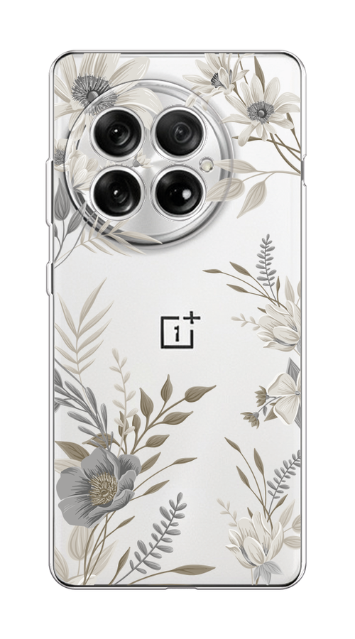 

Чехол на OnePlus 13 "Цветы сепия", Серый;прозрачный;зеленый;белый, 155350-1