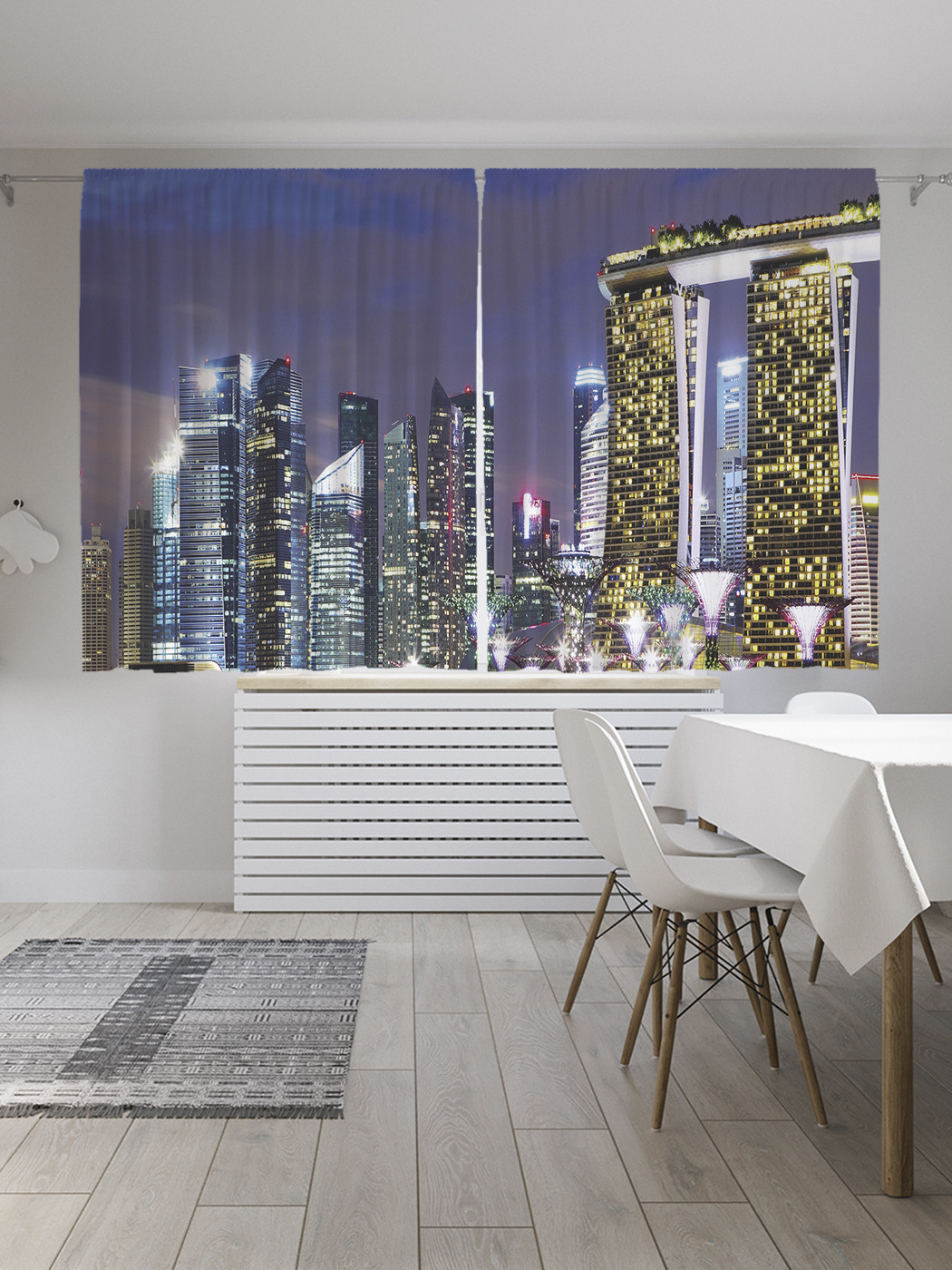 

Шторы JoyArty с фотопечатью "Горизонт ночного Сингапура" из сатена, 290х180 см, Горизонт ночного Сингапура