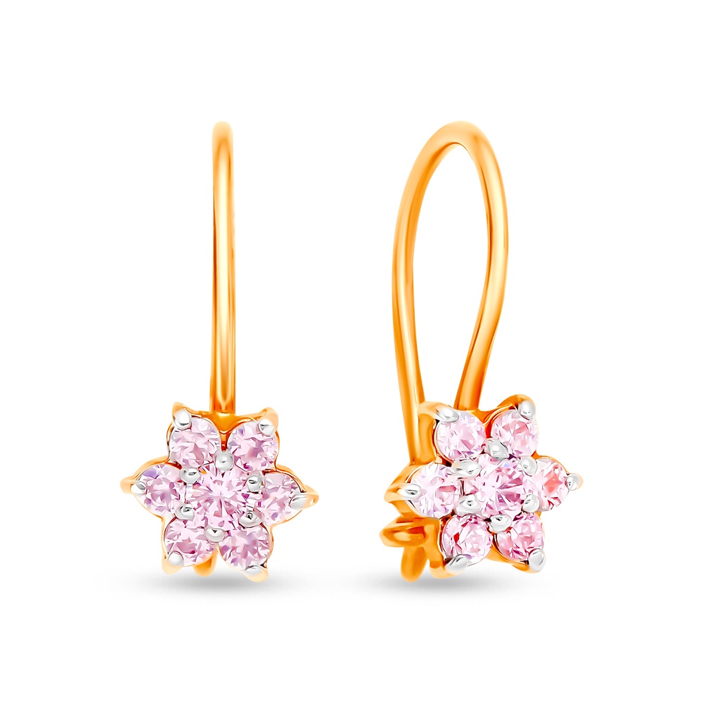 

Серьги из красного золота 585Gold 602000480, фианит, 602000480