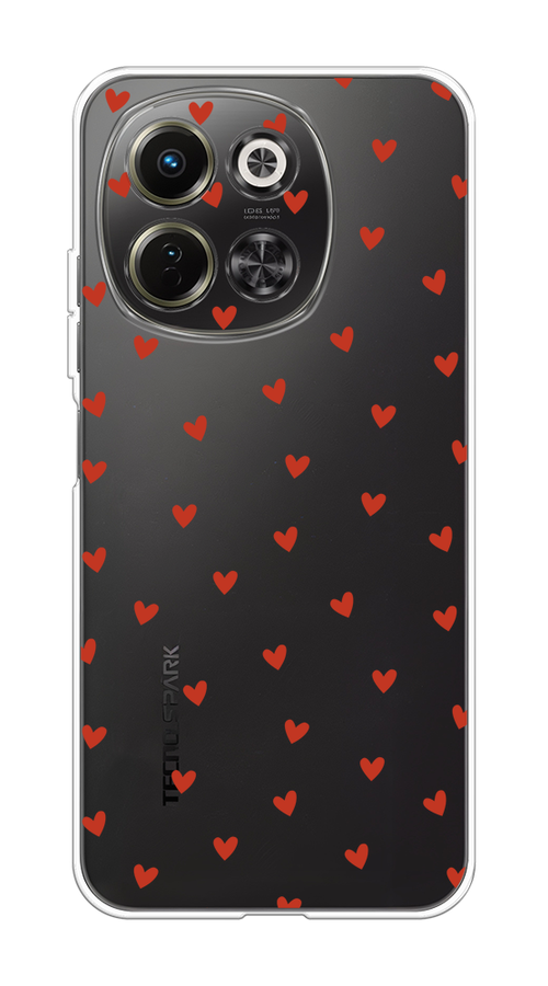 

Чехол на Tecno Spark 30 5G "Red hearts", Красный;прозрачный, 309750-1