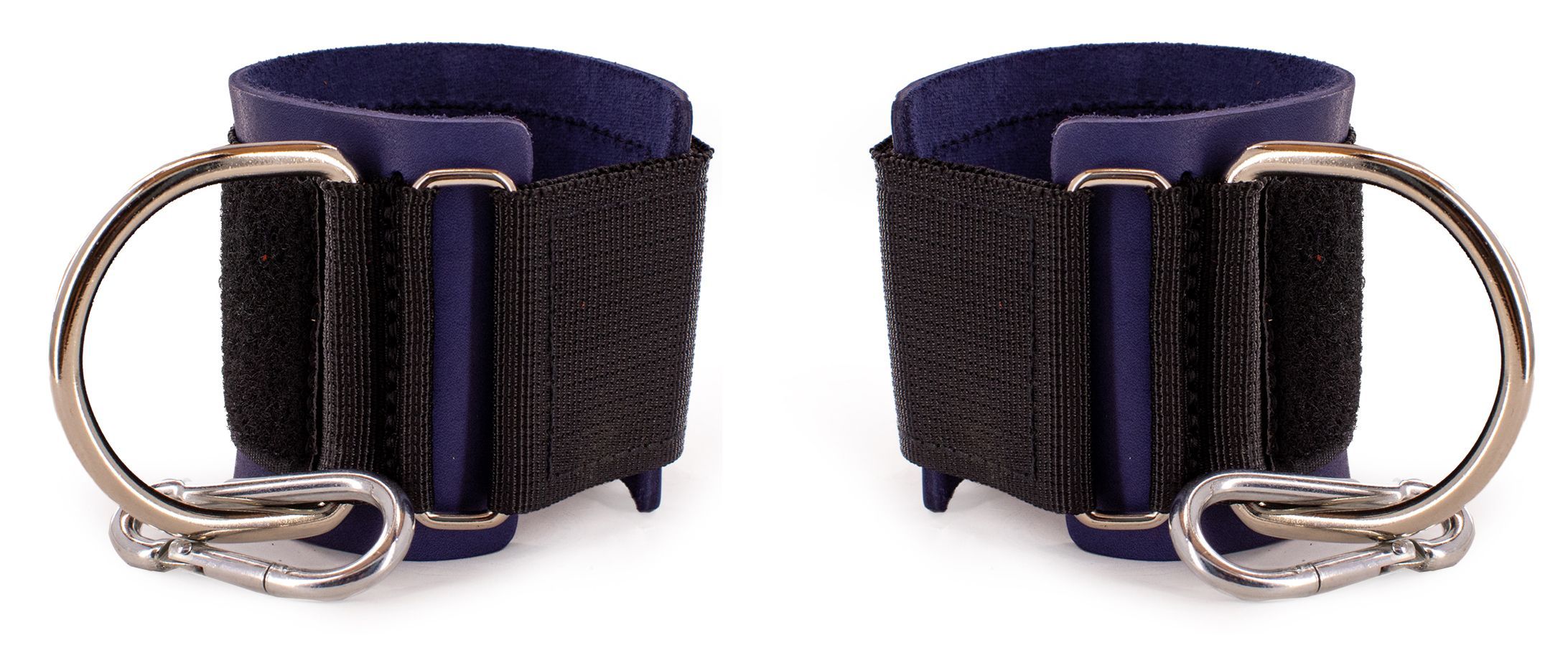 Напульсники на руку для тяги на тренажере Rekoy FGA09, с карабином, кожаный, голубой, 2 шт