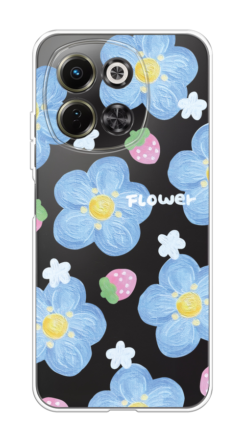 

Чехол на Tecno Spark 30 5G "Цветы и клубники", Прозрачный;голубой;белый, 309750-1