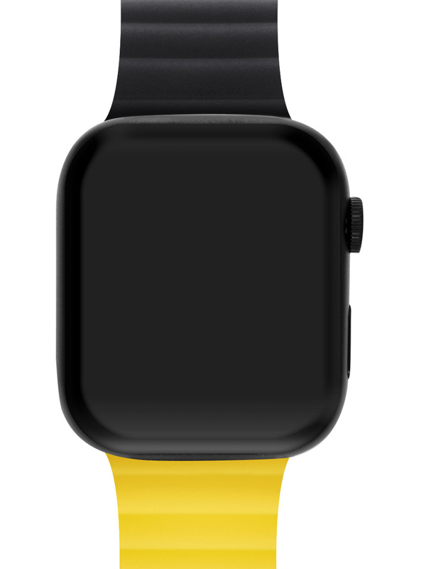 

Ремешок Mutural для Apple Watch Series 5 44 mm силиконовый Чёрно-жёлтый, Черный, Apple Watch Series 5 44 мм