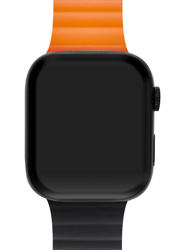Ремешок Mutural для Apple Watch Series 5 44 mm силиконовый Чёрно-оранжевый