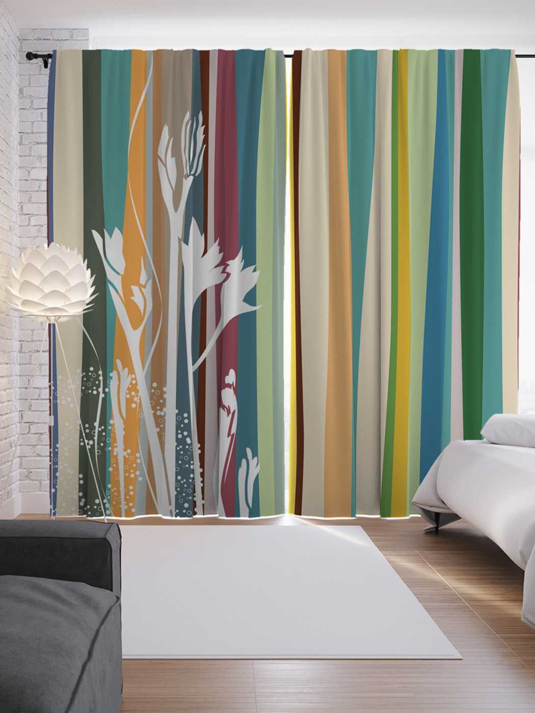 фото Шторы joyarty с фотопечатью "полосы для дома" из сатена, 290х265 см