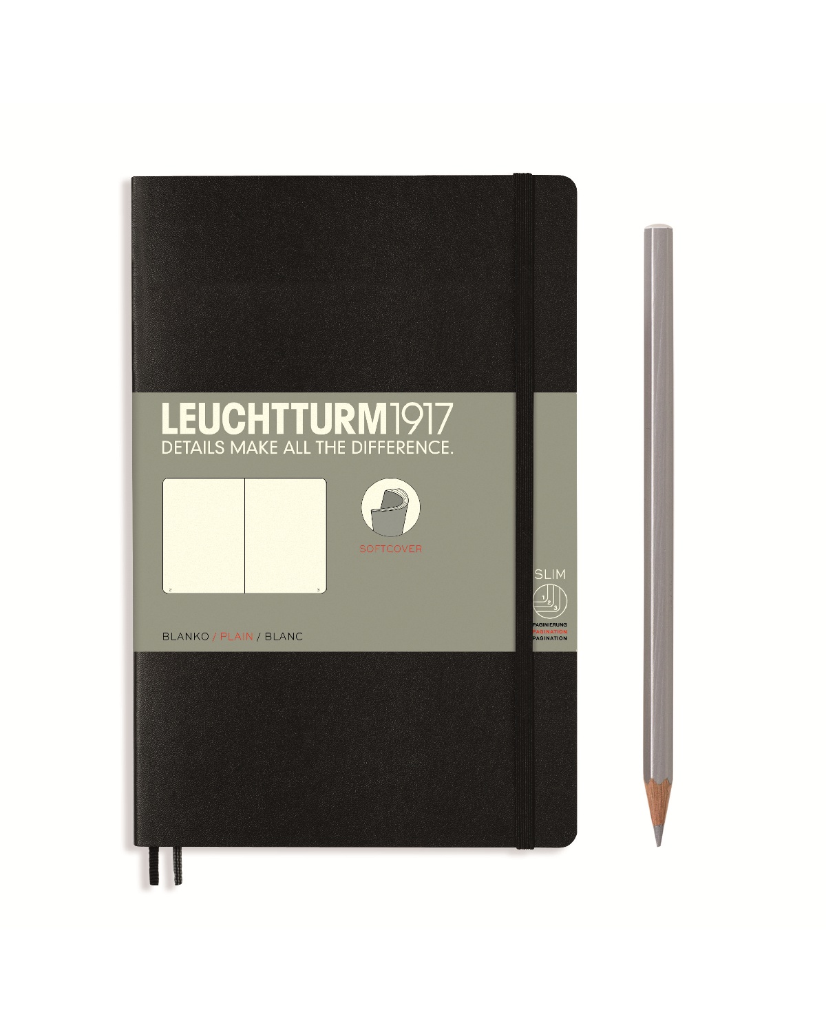 Блокнот Leuchtturm Paperback В6+ нелинованный 61 лист черный мягкая обложка