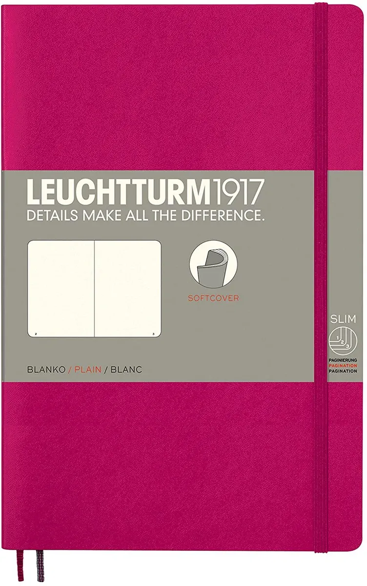 

Блокнот Leuchtturm Paperback В6+ (нелинованный) 61 лист фуксия мягкая обложка, Softcover Paperback