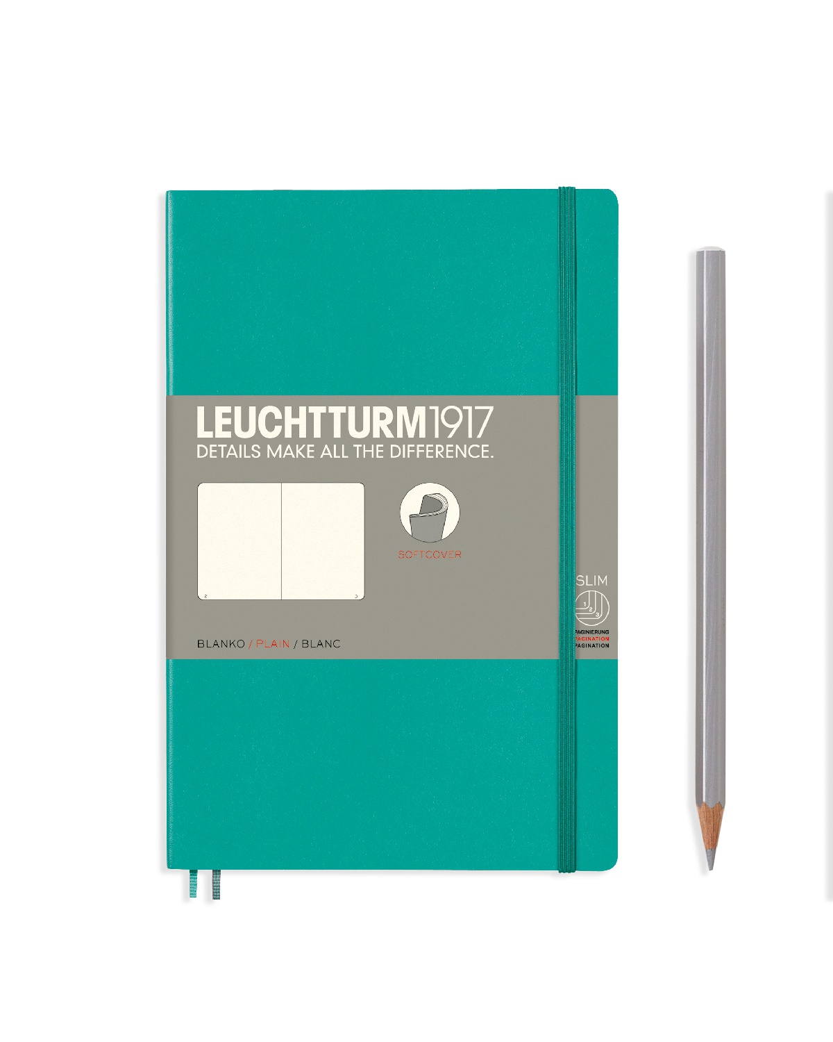 Блокнот Leuchtturm Paperback В6+ нелинованный 61 лист изумрудный мягкая обложка