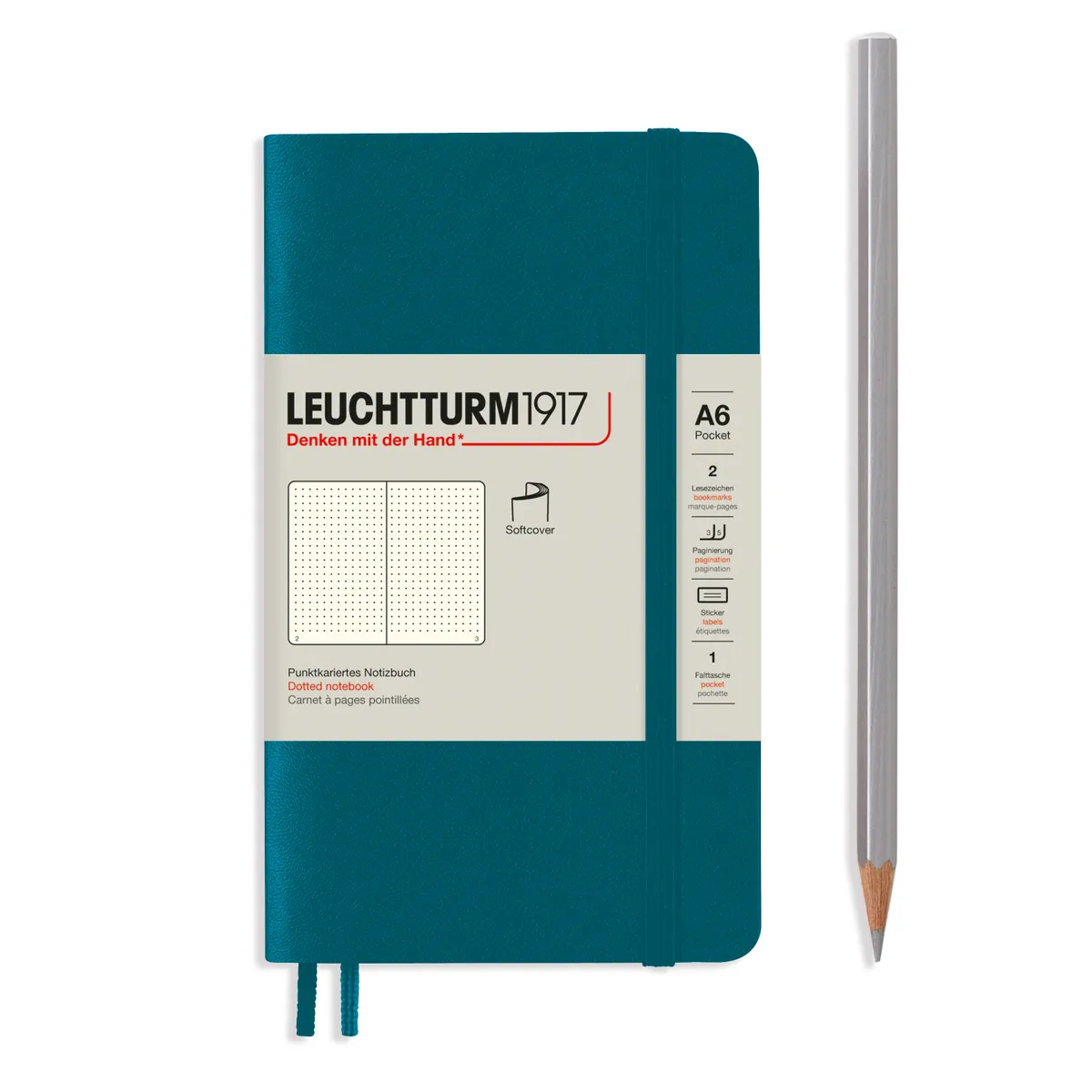 

Блокнот Leuchtturm Pocket A6 (в точку) 61 лист тихоокеанский зеленый мягкая обложка, Softcover Pocket