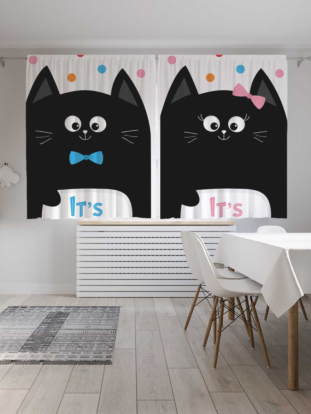 фото Шторы joyarty с фотопечатью "котики для новорожденных" из сатена, 290х180 см