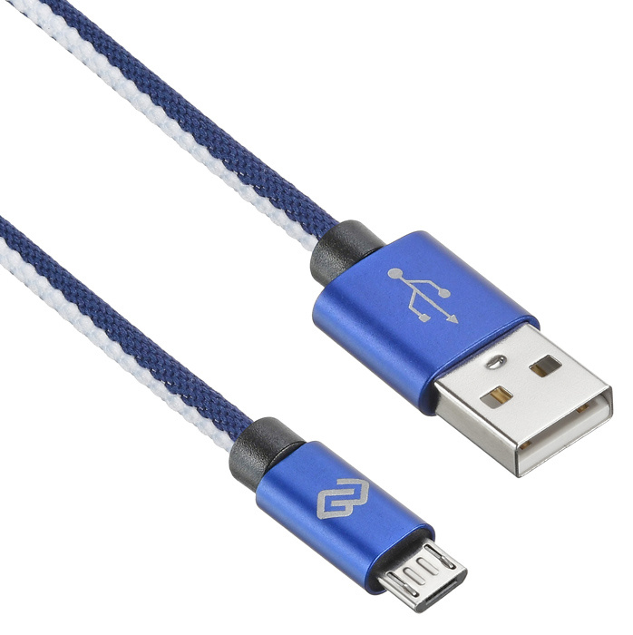 Кабель Digma USB - Micro-USB, 2 А, 1.2 м, синий (microusb-1.2m-braided-bl)