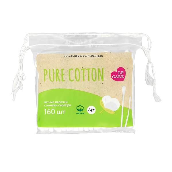 Палочки ватные LP CARE PURE COTTON в пакетике 160 шт