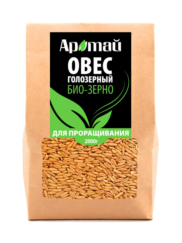 

Овес голозерный Аратай, зерно для проращивания, 2 кг