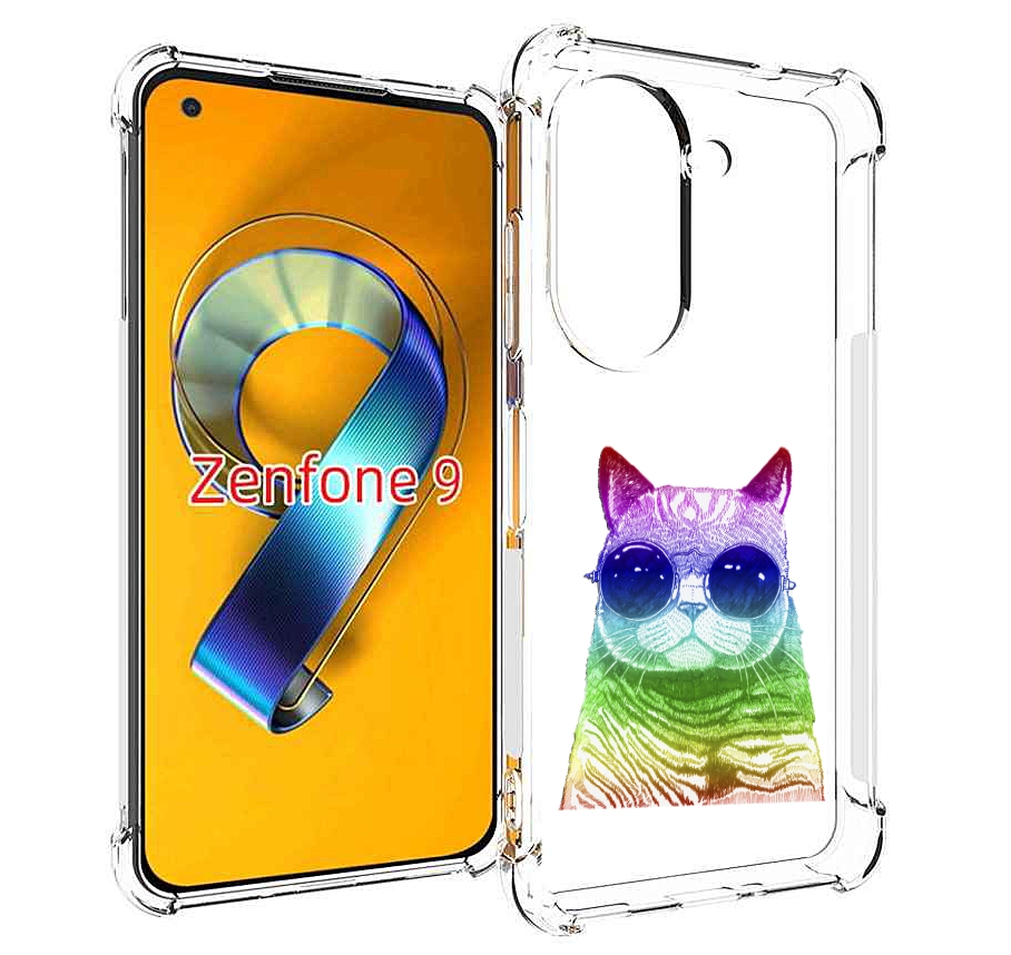 

Чехол MyPads Кот в очках для Asus Zenfone 9 (AI2202), Прозрачный, Tocco