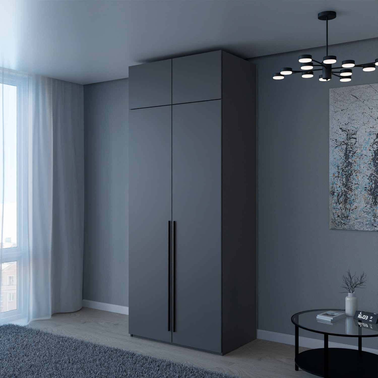 

Шкаф распашной QualisMebel Пакс 1000х600х2900, Графит/Черный, Серый, Пакс