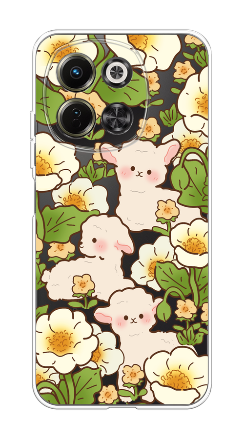 

Чехол на Tecno Spark 30 5G "Овечки в цветах", Зеленый;бежевый, 309750-1