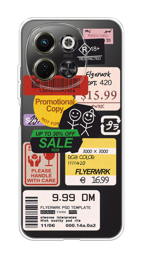 

Чехол на Tecno Spark 30 5G "Коллаж из наклеек", Красный;желтый;зеленый;белый, 309750-1