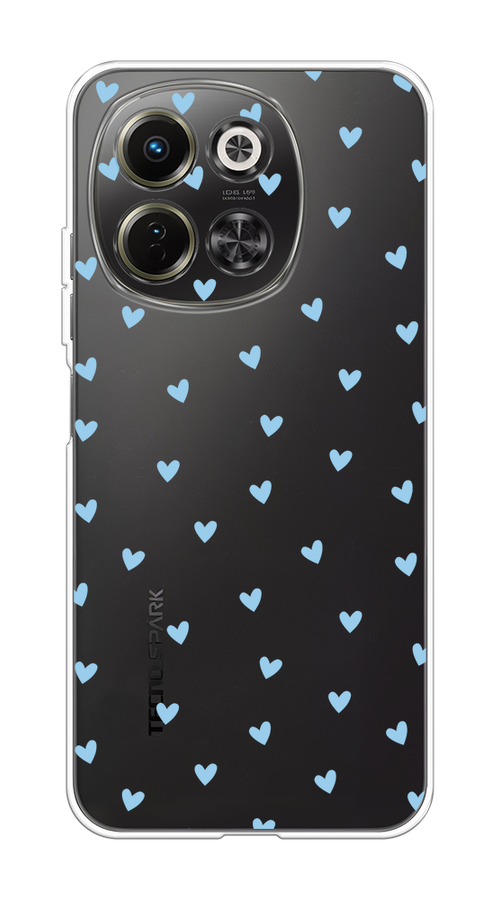 

Чехол на Tecno Spark 30 5G "Голубые сердечки паттерн", Голубой;прозрачный, 309750-1
