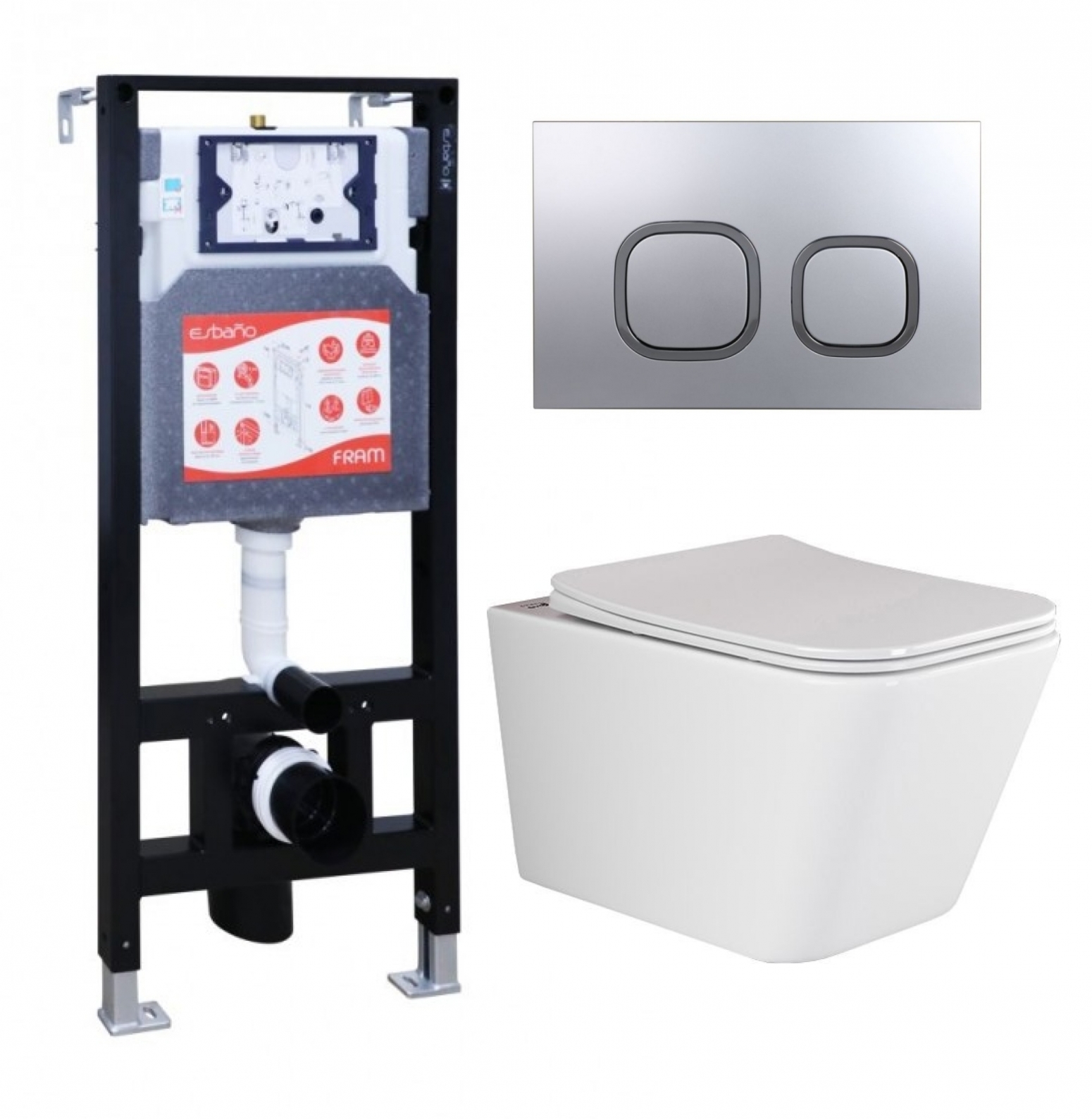 

Комплект инсталляция ESBANO FRAM + Унитаз Ceramica Nova Metric + кнопка хром матовая