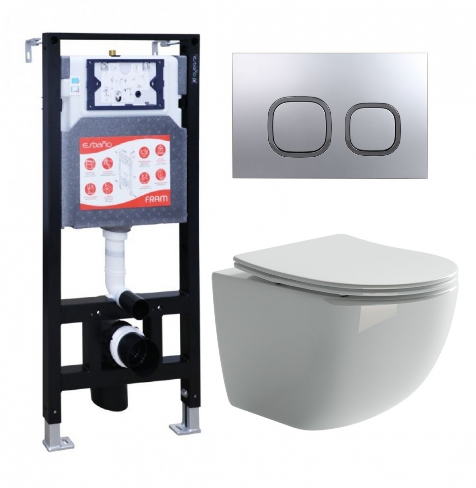 

Комплект инсталляция ESBANO FRAM + Унитаз Ceramica Nova Forma + кнопка хром матовая