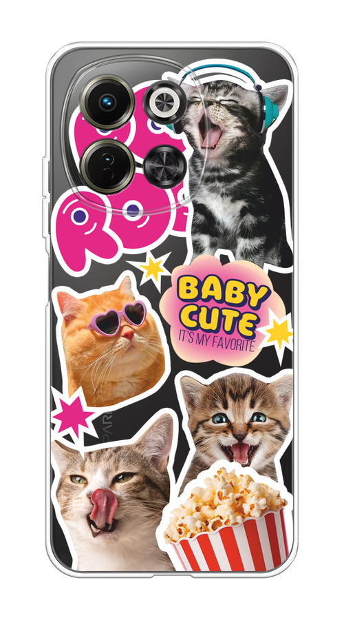 

Чехол на Tecno Spark 30 5G "Popcorn cats", Серый;коричневый;розовый, 309750-1