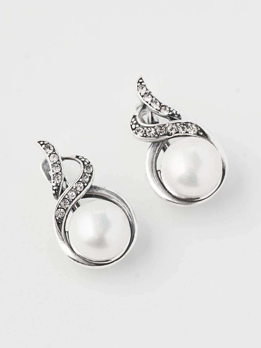 

Серьги из латуни SHINE & BEAUTY 3332575цК, жемчуг искусственный/кристалл, 3332575цК