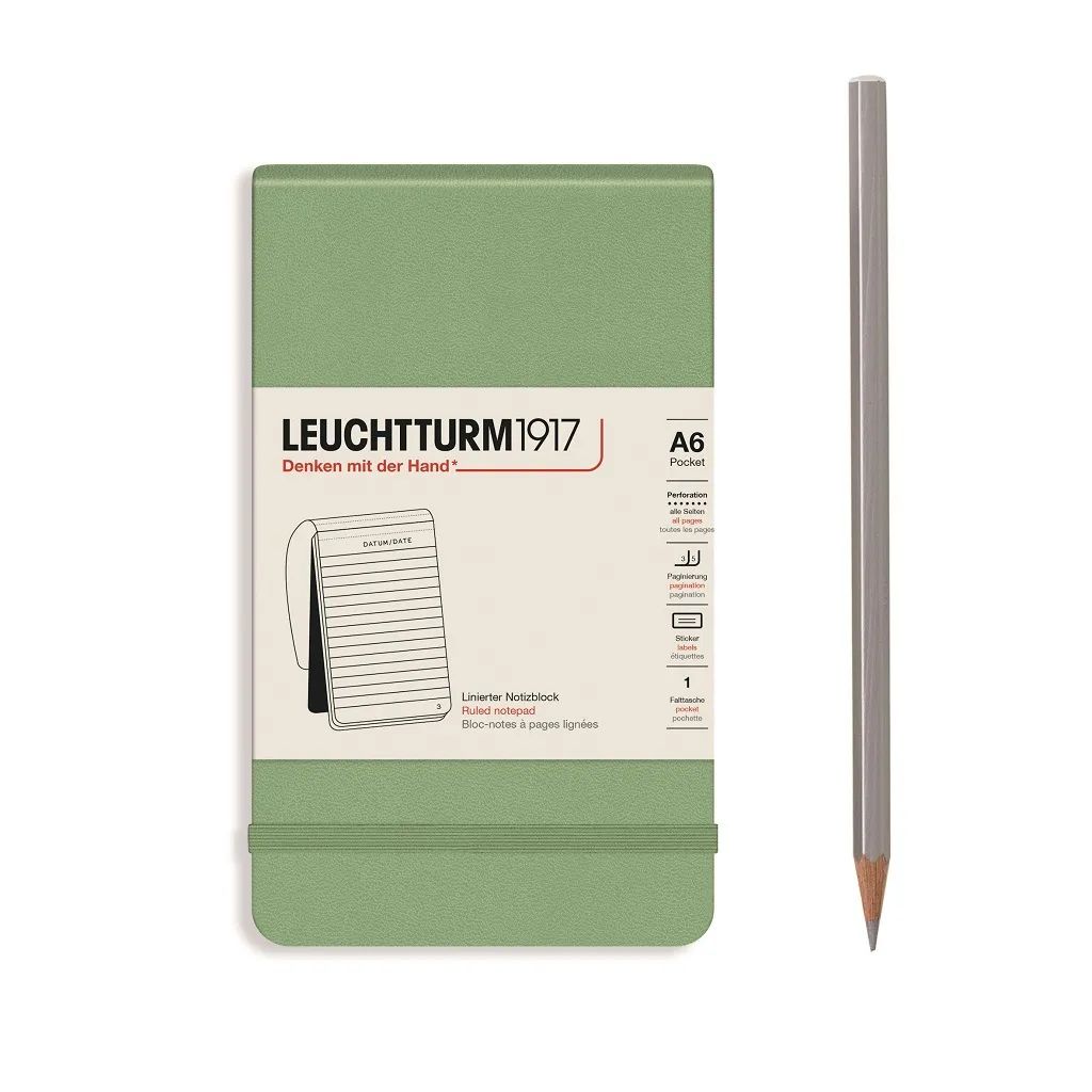 Блокнот Leuchtturm Reporter Notepad Pocket в линейку 94 л пастельный зеленый тв. обложк