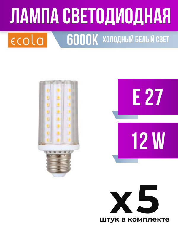 

Лампа светодиодная Ecola E27 12W 6000K, арт. 661081, 5 шт., 661081