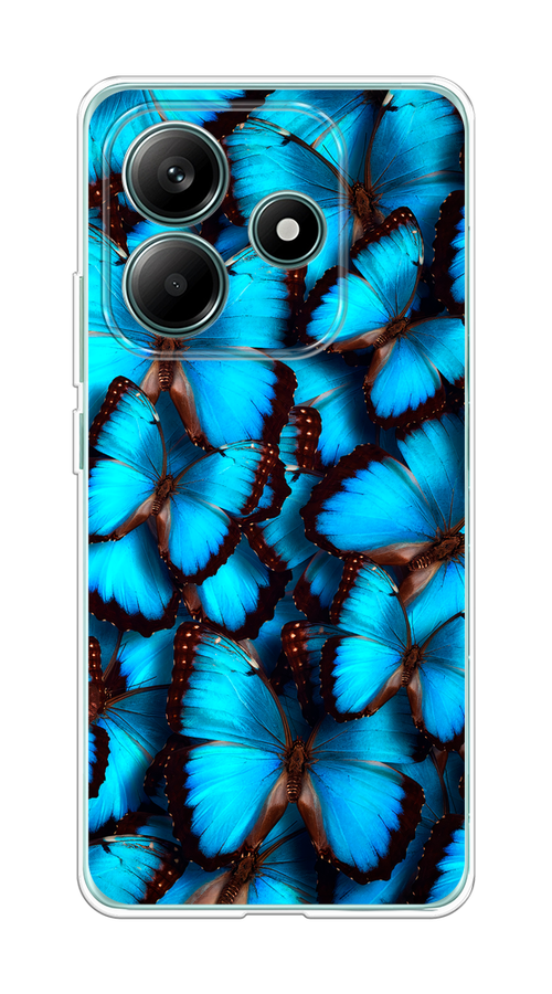 

Чехол на Xiaomi Redmi Note 14 5G "Тропическая бабочка 2", Голубой;черный, 323850-1