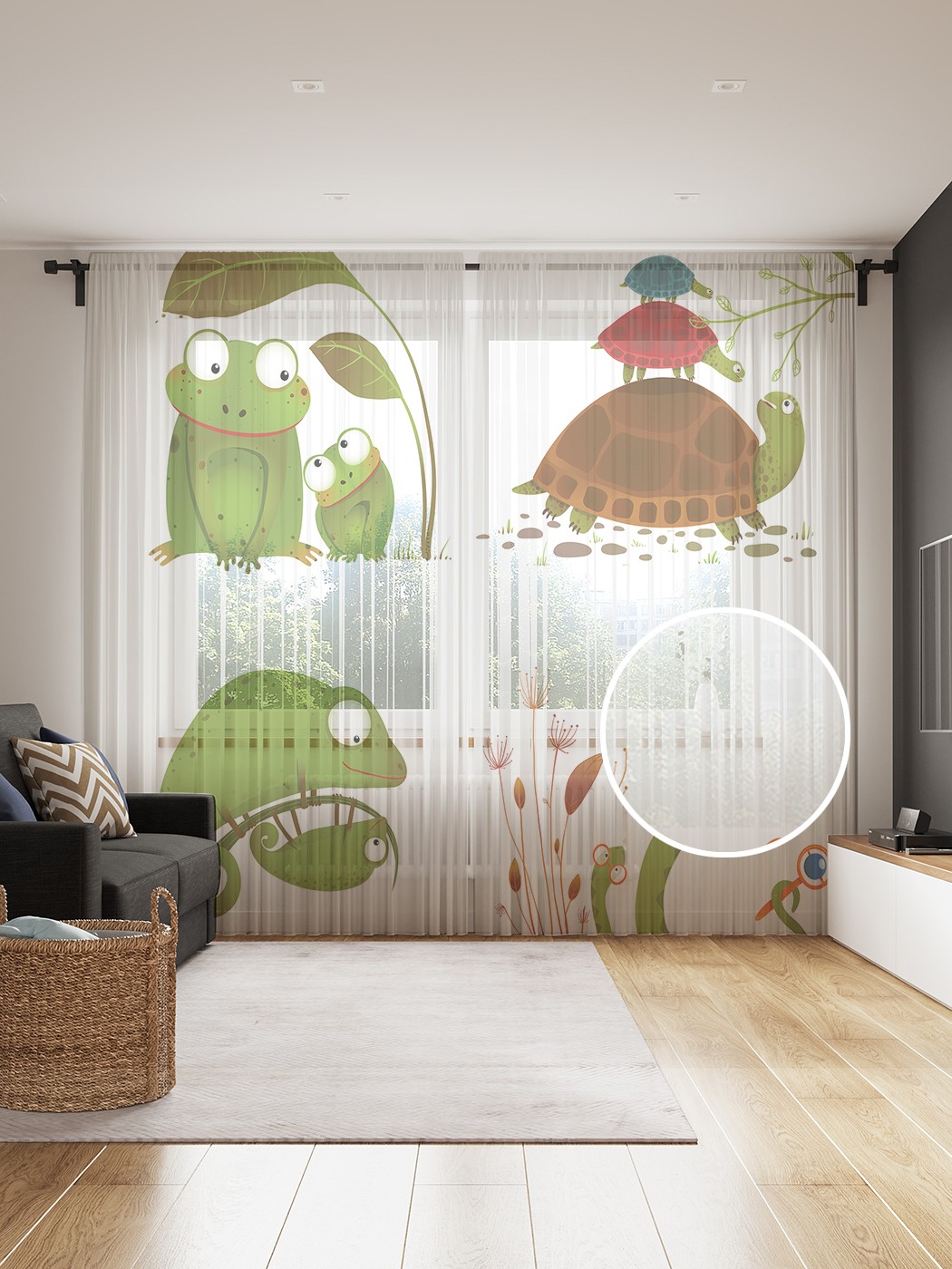 

Фототюль JoyArty "Веселые земноводные", 145x265см, 2 полотна, лента, 50 крючков, Веселые земноводные