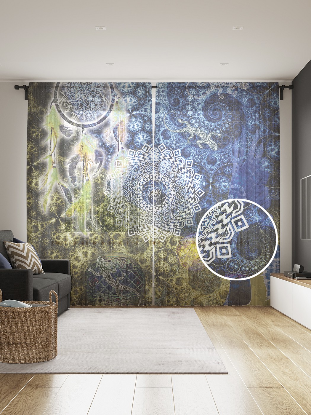 

Фототюль JoyArty "Таинственный ловец снов", 145x265см, 2 полотна, лента, 50 крючков, Таинственный ловец снов