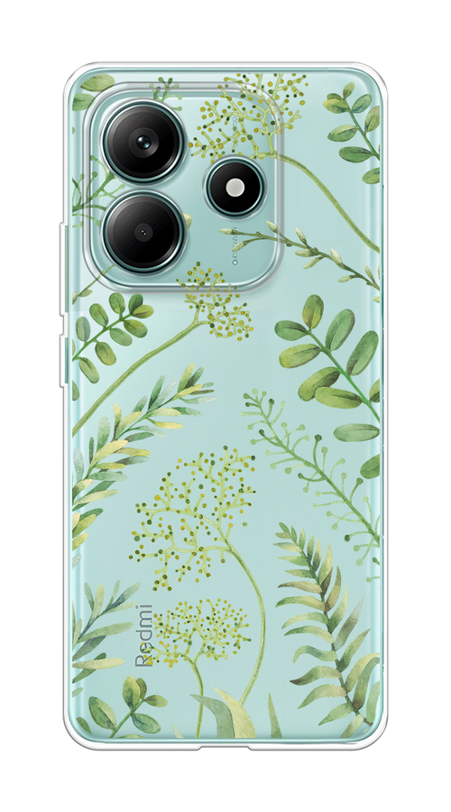 

Чехол на Xiaomi Redmi Note 14 5G "Green Leaves", Зеленый;прозрачный, 323850-1