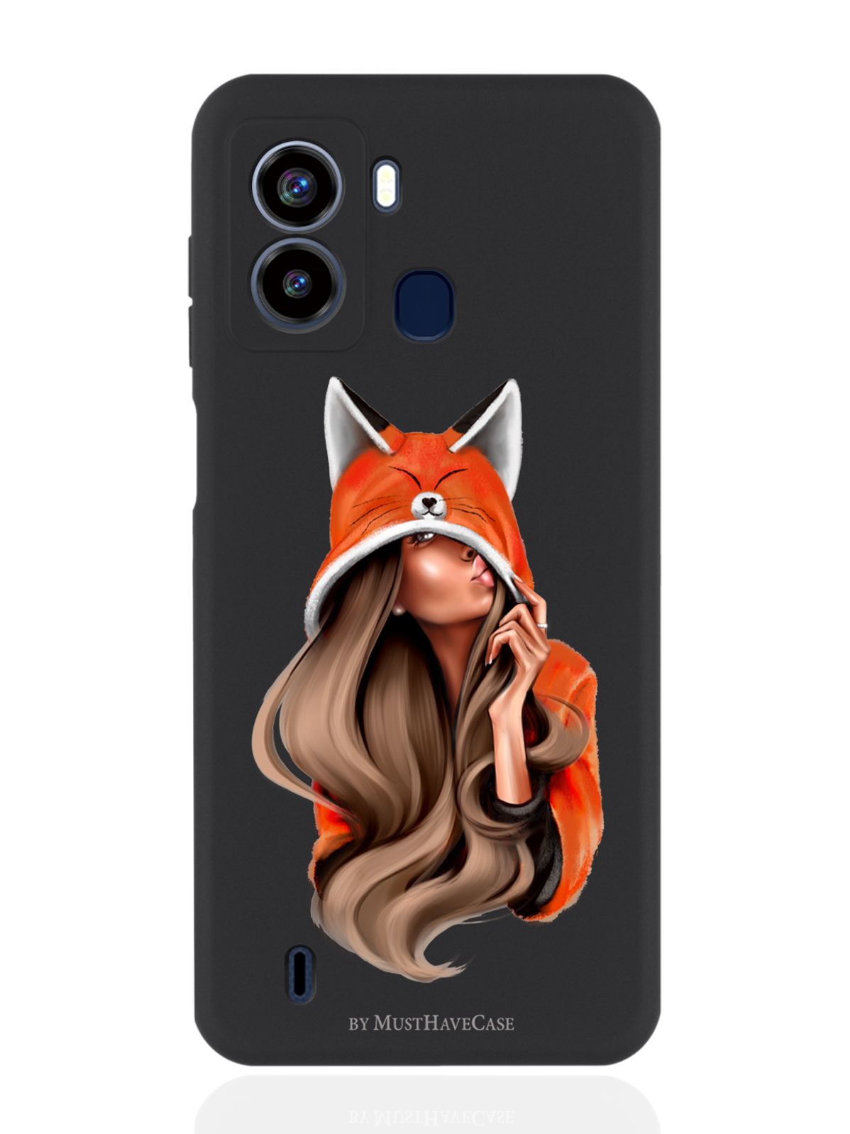 

Чехол для Tecno Pop 6 Foxy Girl/ Лисичка черный, Оранжевый;черный