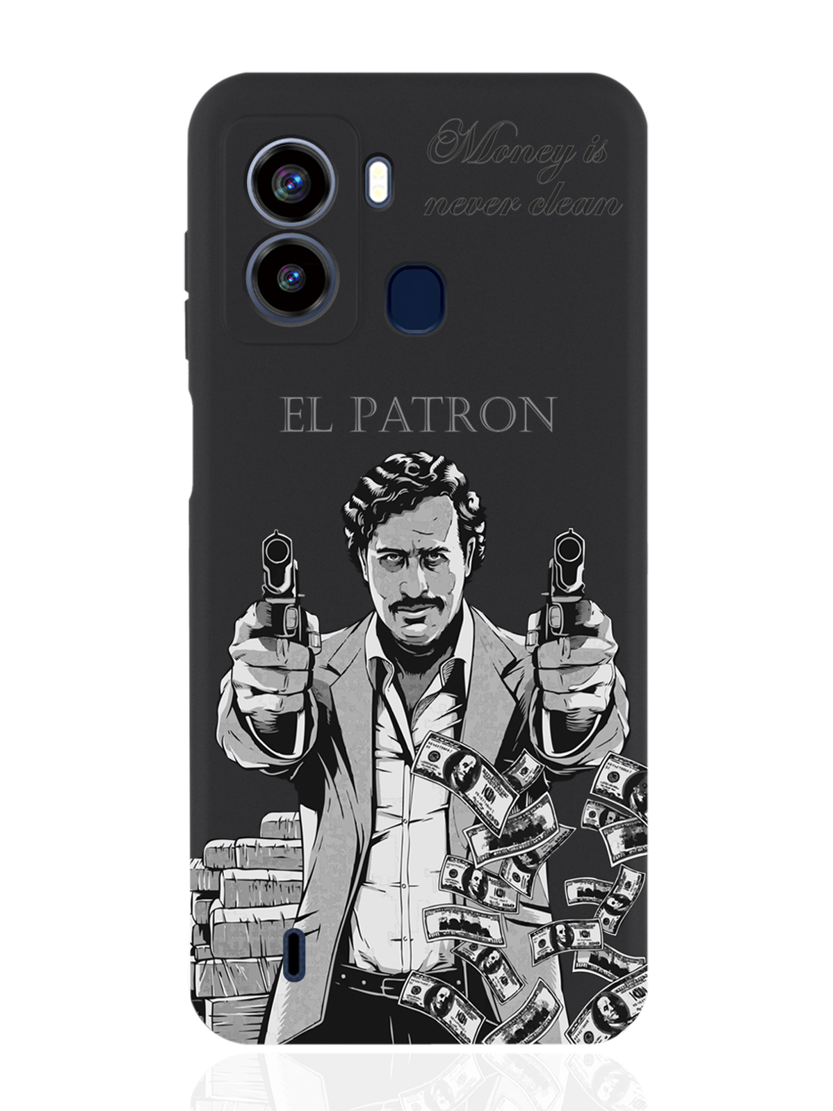 

Чехол для Tecno Pop 6 El Patron Pablo Escobar Пабло Эскобар черный, Серый;черный