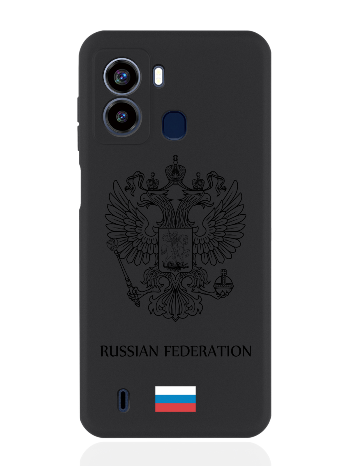 

Чехол для Tecno Pop 6 Черный лаковый Герб Россия черный